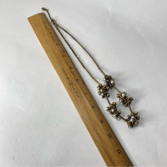 Ann Taylor Loft Antiqued Gold Tone Faux Pearl Cluster Necklace - Picture 8 of 12